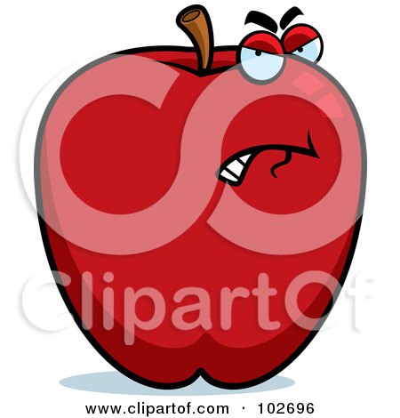 Royalty-Free (RF) Clipart Illustration of a Bad Apple With An Angry Expression by Cory Thoman