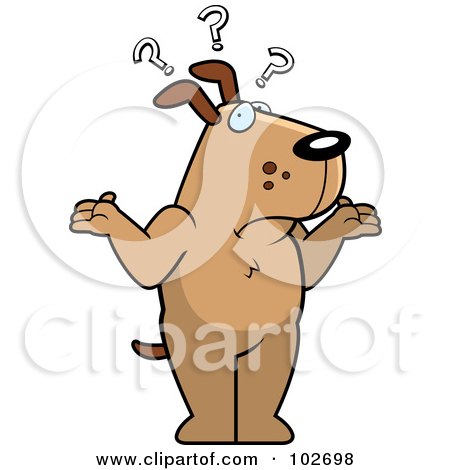 Royalty-Free (RF) Clipart Illustration of a Shrugging Confused Dog by Cory Thoman