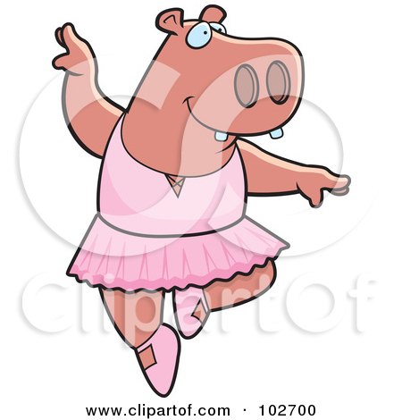 Royalty-Free (RF) Clipart Illustration of a Dancing Hippo Ballerina by Cory Thoman
