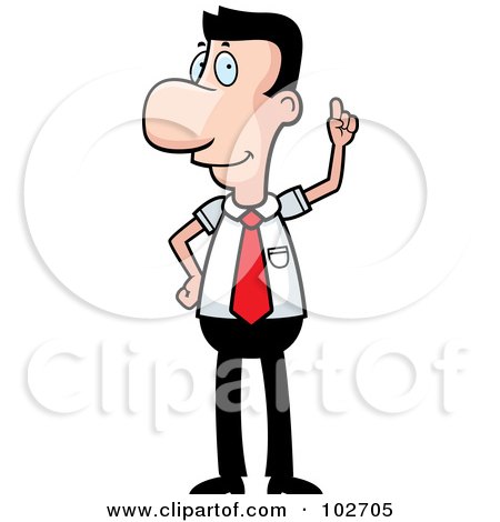 Royalty-Free (RF) Clipart Illustration of a White Businessman With An Idea, Holding A Finger Up by Cory Thoman