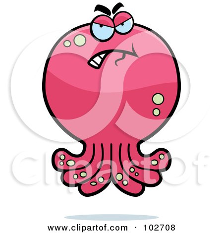 Royalty-Free (RF) Clipart Illustration of a Grouchy Octopus by Cory Thoman