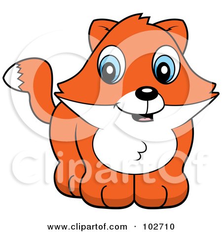 Royalty-Free (RF) Clipart Illustration of a Cute Baby Fox Smiling by Cory Thoman