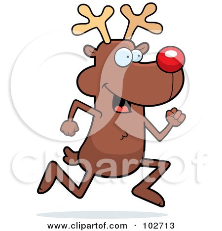 Royalty-Free (RF) Clipart Illustration of Rudolph The Reindeer Running by Cory Thoman