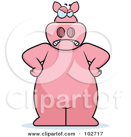 Royalty-Free (RF) Clipart Illustration of a Mad Pig With His Hands On His Hips by Cory Thoman