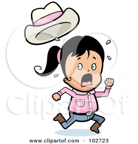 Royalty-Free (RF) Clipart Illustration of a Running Little Cowgirl by Cory Thoman