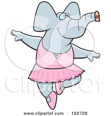 Royalty-Free (RF) Clipart Illustration of a Dancing Elephant Ballerina by Cory Thoman