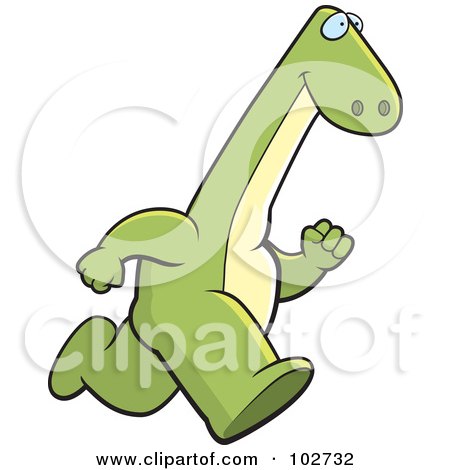 Royalty-Free (RF) Clipart Illustration of a Running Brontosaurus by Cory Thoman