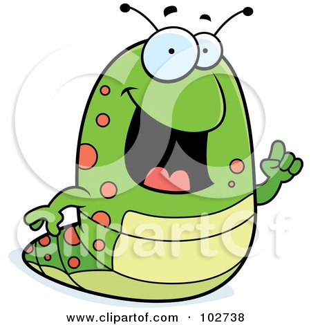 Royalty-Free (RF) Clipart Illustration of a Green Caterpillar Holding Up A Finger by Cory Thoman