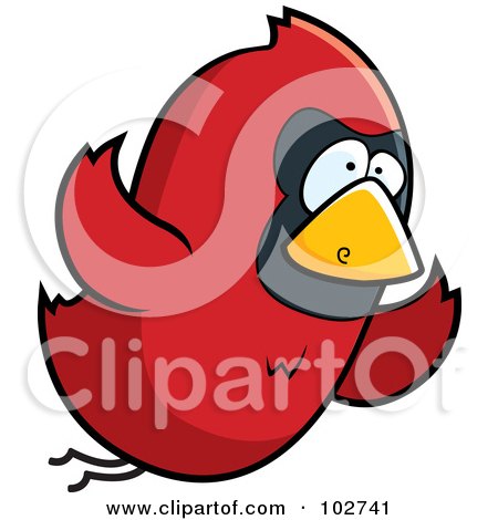 Royalty-Free (RF) Clipart Illustration of a Red Bird Flying by Cory Thoman