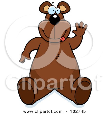 Royalty-Free (RF) Clipart Illustration of a Goofy Bear Making A Funny Face And Waving by Cory Thoman
