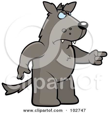 Royalty-Free (RF) Clipart Illustration of a Mad Pointing Wolf by Cory Thoman