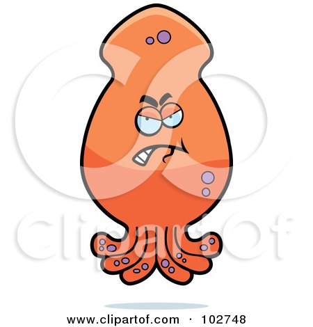Royalty-Free (RF) Clipart Illustration of a Grouchy Squid by Cory Thoman