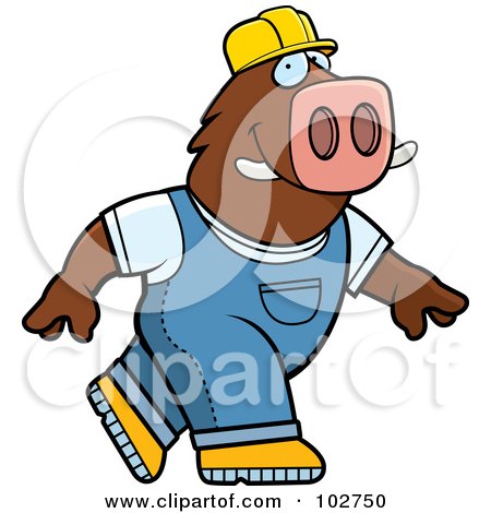 Royalty-Free (RF) Clipart Illustration of a Walking Builder Boar by Cory Thoman