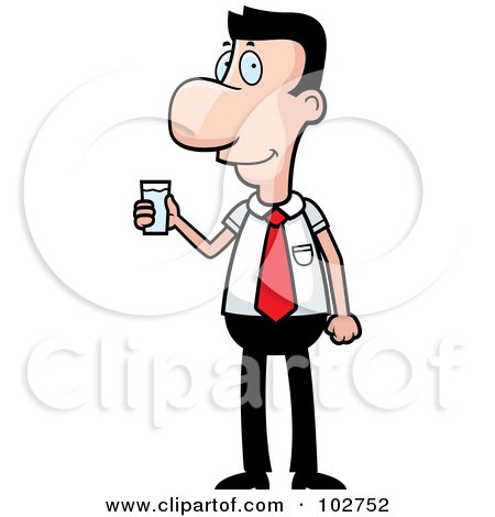 Royalty-Free (RF) Clipart Illustration of a Caucasian Businessman Holding A Glass Of Water by Cory Thoman