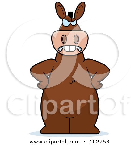 Royalty-Free (RF) Clipart Illustration of a Mad Donkey Standing With His Hands On His Hips by Cory Thoman