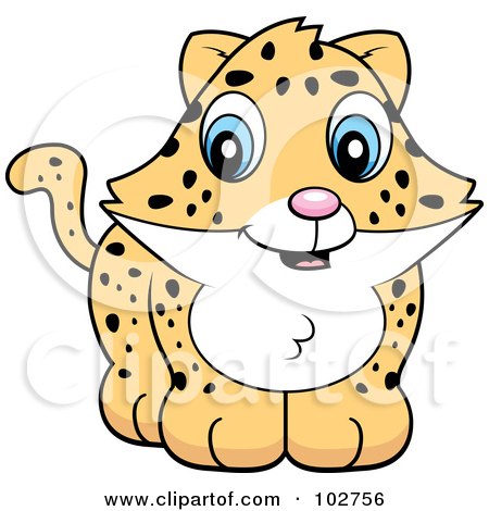 Royalty-Free (RF) Clipart Illustration of a Baby Jaguar, Leopard Or Cheetah Smiling by Cory Thoman