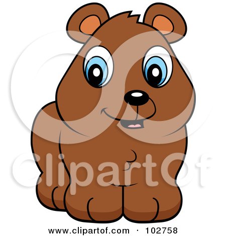 Royalty-Free (RF) Clipart Illustration of a Cute Brown Bear Cub Smiling by Cory Thoman