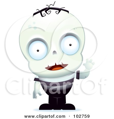 Royalty-Free (RF) Clipart Illustration of a Little Zombie Boy Waving by Cory Thoman