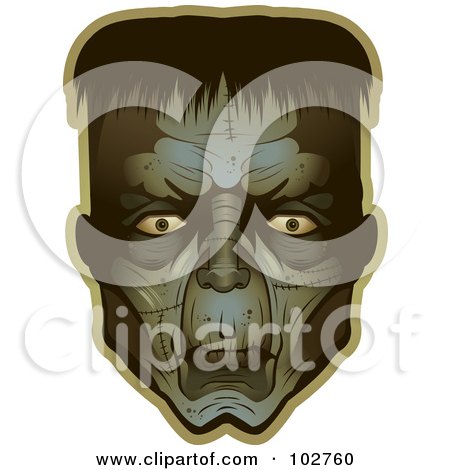 Royalty-Free (RF) Clipart Illustration of a Frankenstein Face by Cory Thoman