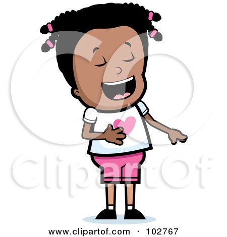 Royalty-Free (RF) Clipart Illustration of a Laughing And Pointing Black Girl by Cory Thoman