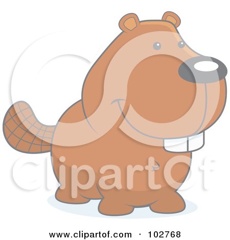 Royalty-Free (RF) Clipart Illustration of a Faded Beaver Smiling by Cory Thoman