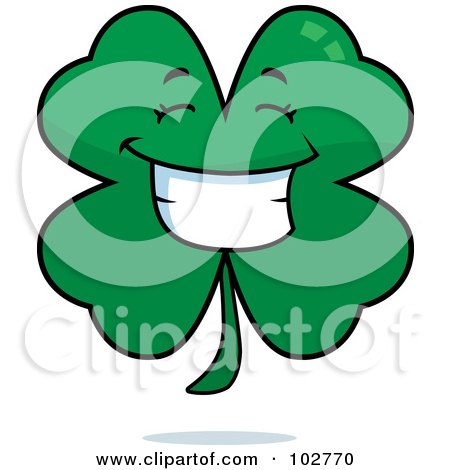 Royalty-Free (RF) Clipart Illustration of a Happy Grinning Clover by Cory Thoman