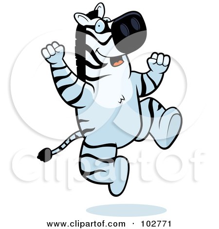 Royalty-Free (RF) Clipart Illustration of a Happy Jumping Zebra by Cory Thoman