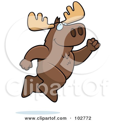 Royalty-Free (RF) Clipart Illustration of a Happy Leaping Moose by Cory Thoman