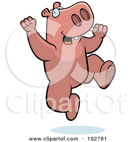 Royalty-Free (RF) Clipart Illustration of a Happy Jumping Hippo by Cory Thoman