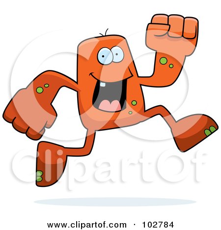 Royalty-Free (RF) Clipart Illustration of a Running Orange Blocky Monster by Cory Thoman