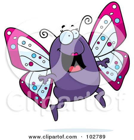 Royalty-Free (RF) Clipart Illustration of a Happy Purple Butterfly by Cory Thoman