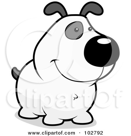 Royalty-Free (RF) Clipart Illustration of a White And Gray Dog Smiling by Cory Thoman