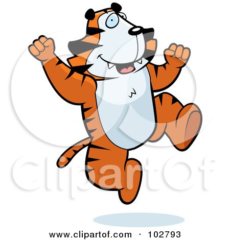 Royalty-Free (RF) Clipart Illustration of a Happy Jumping Tiger by Cory Thoman