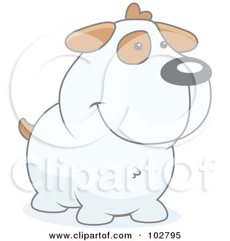 Royalty-Free (RF) Clipart Illustration of a White And Tan Dog Smiling by Cory Thoman