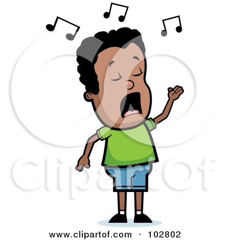 Royalty-Free (RF) Clipart Illustration of a Singing Black Boy by Cory Thoman