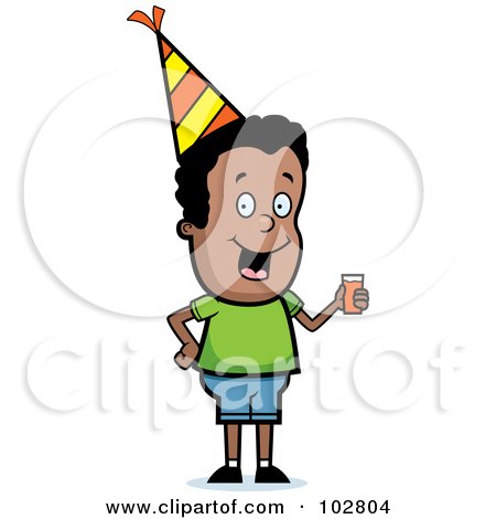Royalty-Free (RF) Clipart Illustration of a Black Party Boy Holding A Drink by Cory Thoman