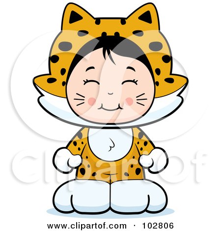 Royalty-Free (RF) Clipart Illustration of a Cute Asian Girl In A Jaguar Costume by Cory Thoman