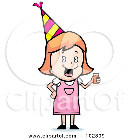 Royalty-Free (RF) Clipart Illustration of a Happy Party Girl Holding A Drink by Cory Thoman