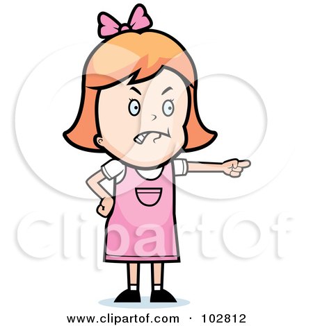 Royalty-Free (RF) Clipart Illustration of a Mad Little Girl Pointing by Cory Thoman