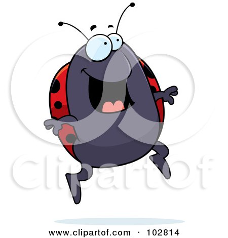 Royalty-Free (RF) Clipart Illustration of a Happy Jumping Ladybug by Cory Thoman