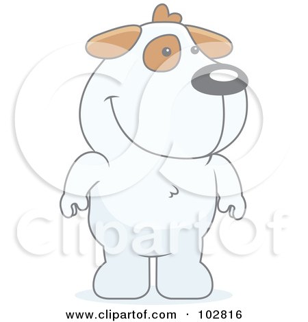 Royalty-Free (RF) Clipart Illustration of a White And Tan Dog Standing by Cory Thoman