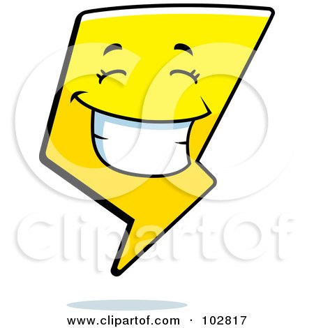 Royalty-Free (RF) Clipart Illustration of a Happy Grinning Lightning Bolt by Cory Thoman