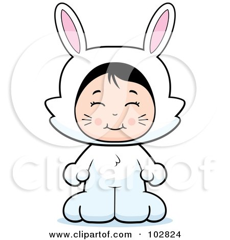 Royalty-Free (RF) Clipart Illustration of a Cute Asian Girl In A Rabbit Costume by Cory Thoman