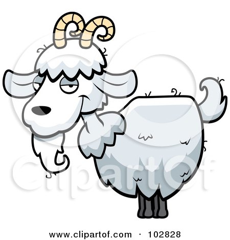 Royalty-Free (RF) Clipart Illustration of a White Goat With Horns And A Beard by Cory Thoman