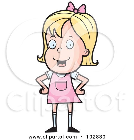 Royalty-Free (RF) Clipart Illustration of a Little Blond Girl In Pink, Her Hands On Her Hips by Cory Thoman