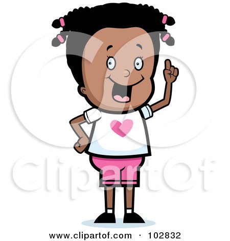 Royalty-Free (RF) Clipart Illustration of a Sweet Black Girl Holding Up A Finger by Cory Thoman