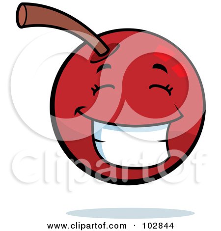 Royalty-Free (RF) Clipart Illustration of a Happy Grinning Cherry by Cory Thoman