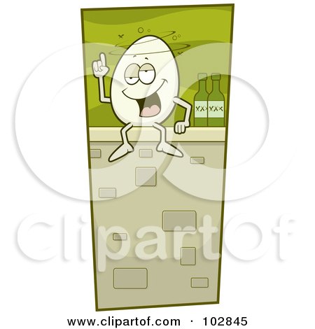 Royalty-Free (RF) Clipart Illustration of a Humpty Dumpty Sitting Drunk On A Wall by Cory Thoman