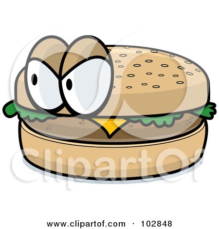 Royalty-Free (RF) Clipart Illustration of a Grumpy Hamburger by Cory Thoman