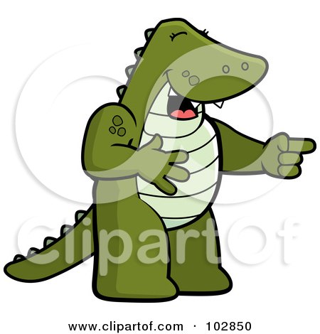 Royalty-Free (RF) Clipart Illustration of a Laughing And Pointing Gator by Cory Thoman